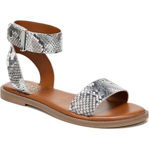 Franco Sarto Womens Kimbra Silver Snake Print Casual Flat Sandals Shoes NWT